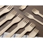 Wax covered disposable wooden spoons forks knives wooden cutlery