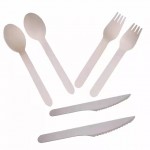 Wax covered disposable wooden spoons forks knives wooden cutlery